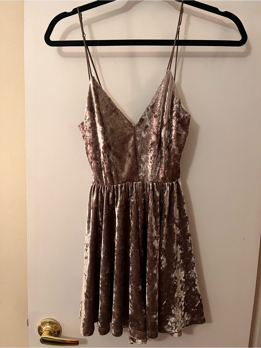Silence + Noise Taupe Brown Velvet Top
